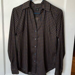Ann Taylor brown and navy blouse.